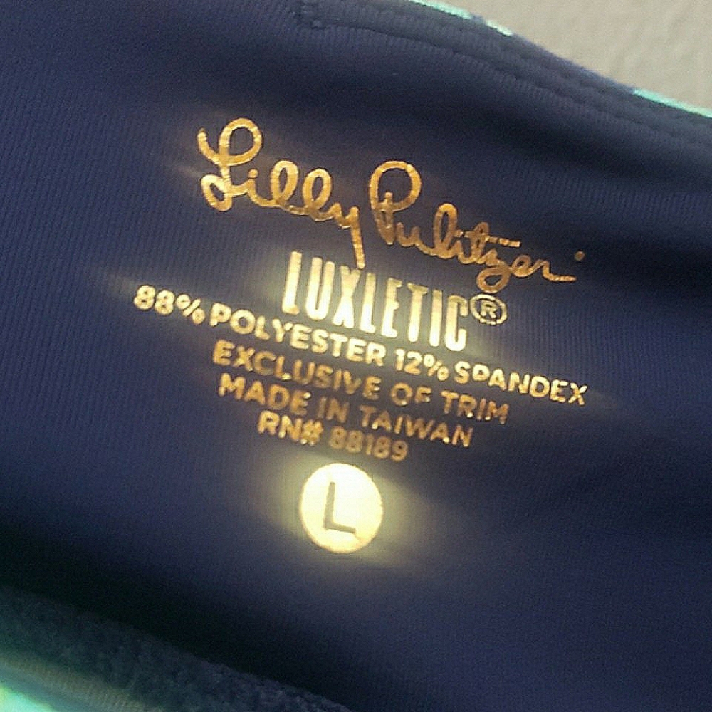 Lilly Pulitzer Luxletic 21" Thea Weekender Crop Legging Mesh Blue Green Size XL - Picture 11 of 13